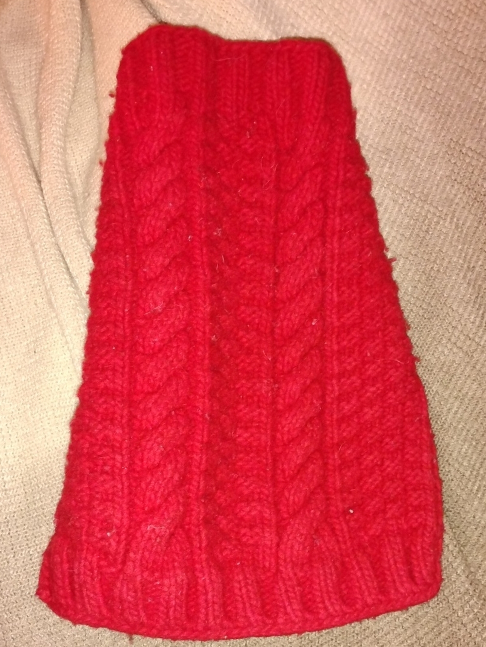Red Cable Knit Wool Dog Sweater